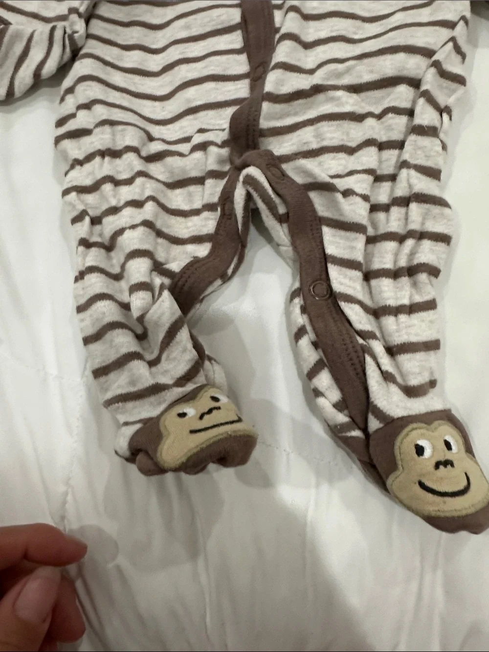 Carter's Brown & Cream Striped Monkey Footed One-Piece